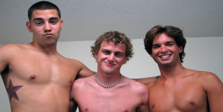 An older shoot with Shane, Nu and Chasen.  Chazen's cock is very intimidating when soft because it is so big.  See what I get these 2 to do with his huge cock.