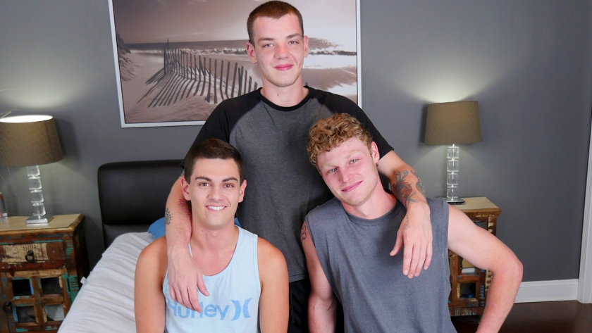 We hope you enjoy watching Tyler, Levi and Ryan in this hot three way full of cock-sucking, raw 
fucking, kissing, and cumswapping!